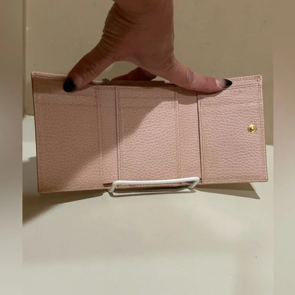 Gucci Marmont Calfskin Pebbled Leather Trifold Wallet